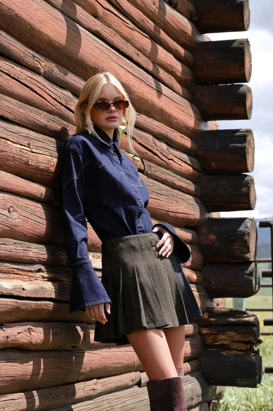 Western Denim Tailored Shirt sold by Avec Les Filles