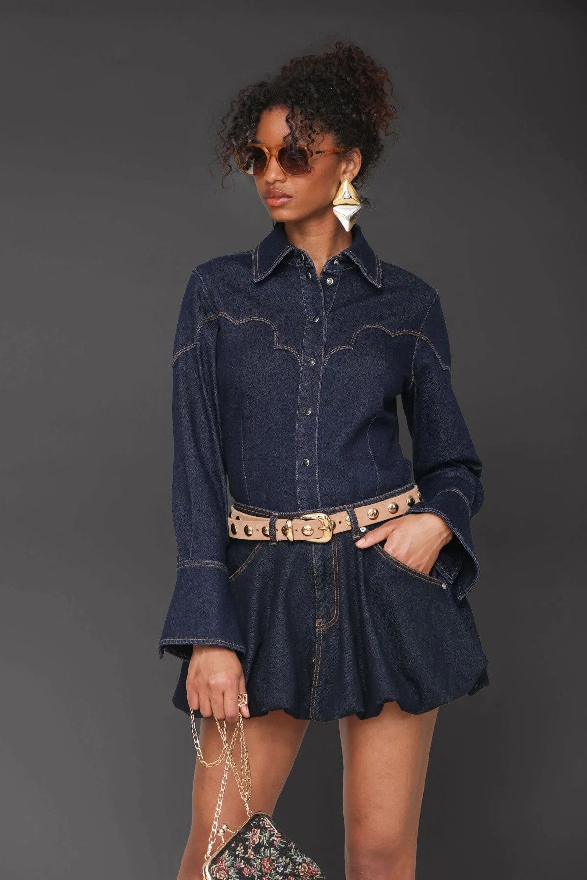 Western Denim Tailored Shirt sold by Avec Les Filles product image thumbnail 3