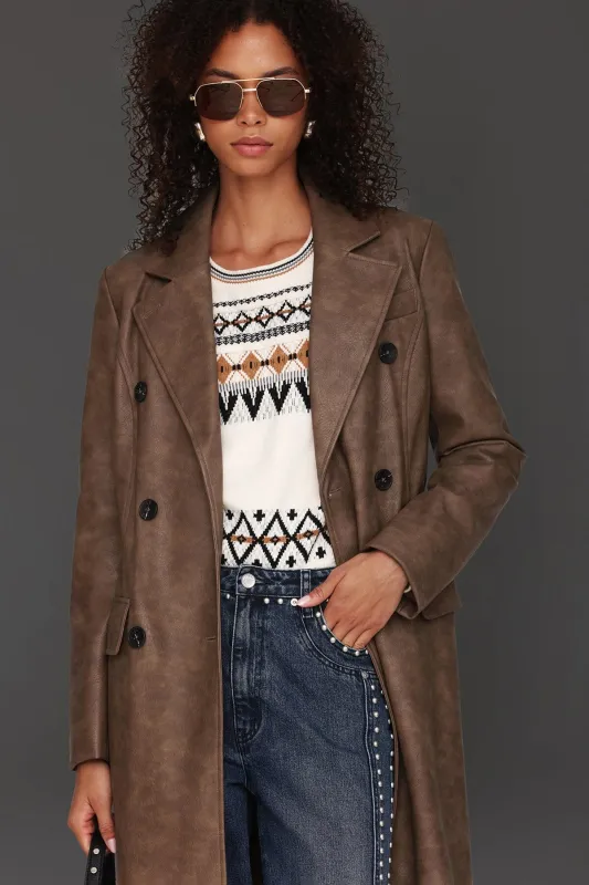 Belted Faux-Ever Leather™ Trench Coat sold by Avec Les Filles