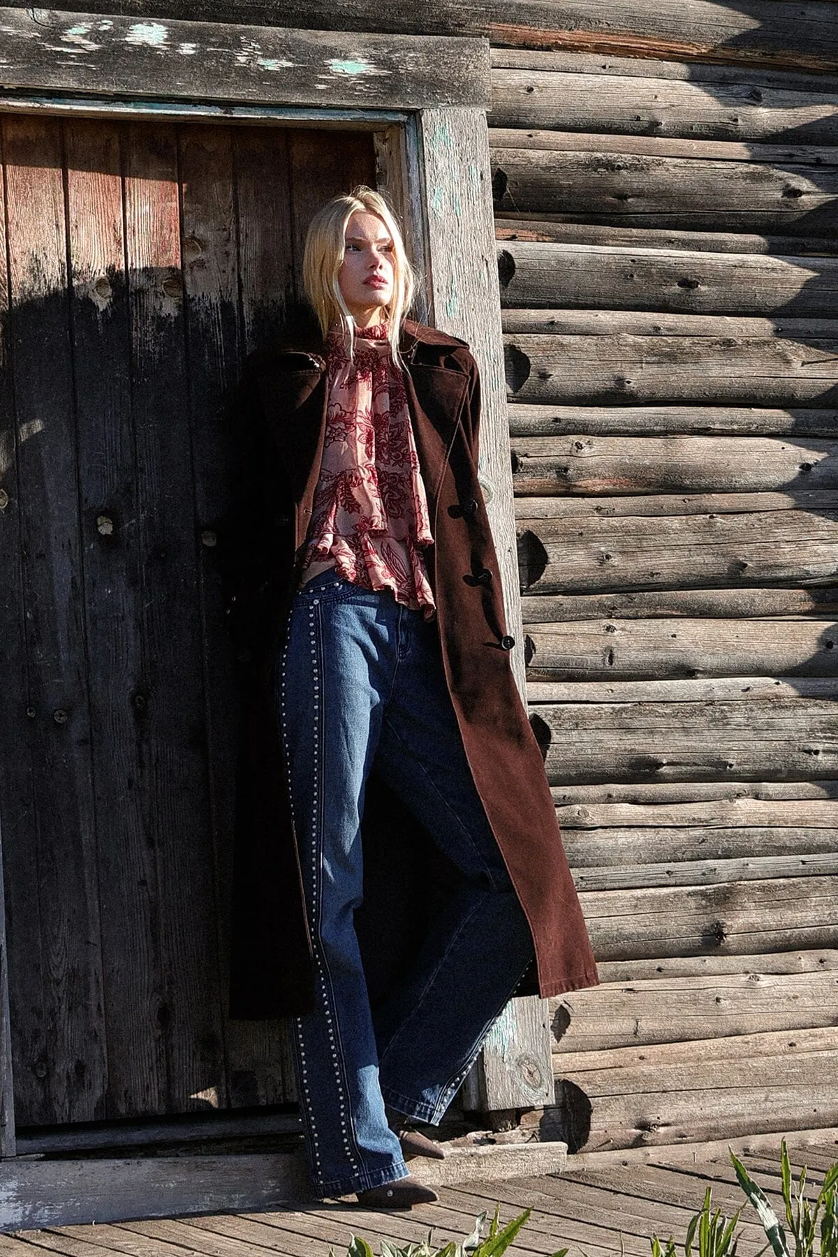 Faux Suede Utility Trench Coat sold by Avec Les Filles