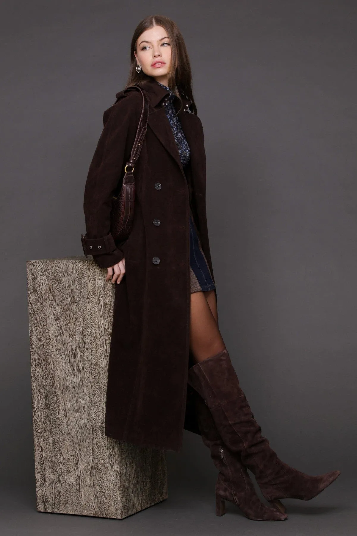Faux Suede Utility Trench Coat sold by Avec Les Filles product image thumbnail 2