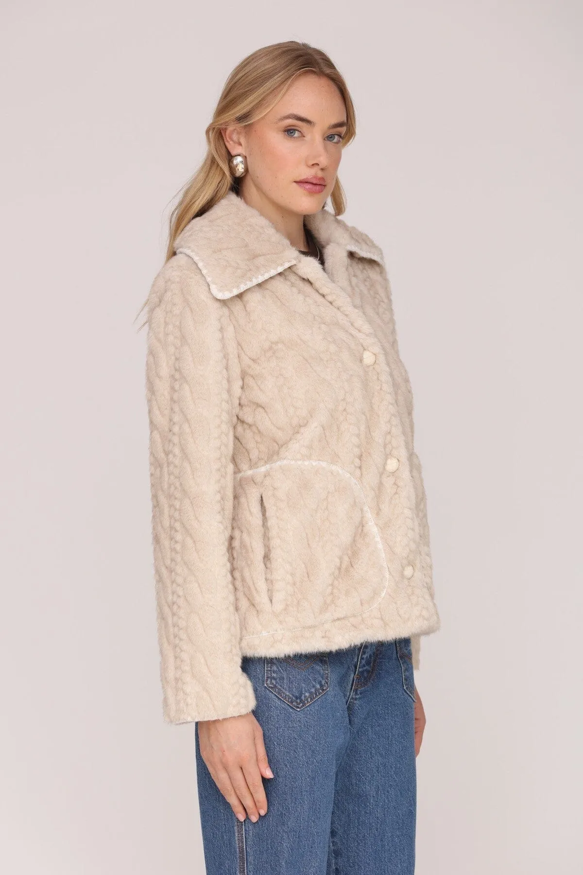 Cable Knit Faux Fur Jacket sold by Avec Les Filles product image thumbnail 4