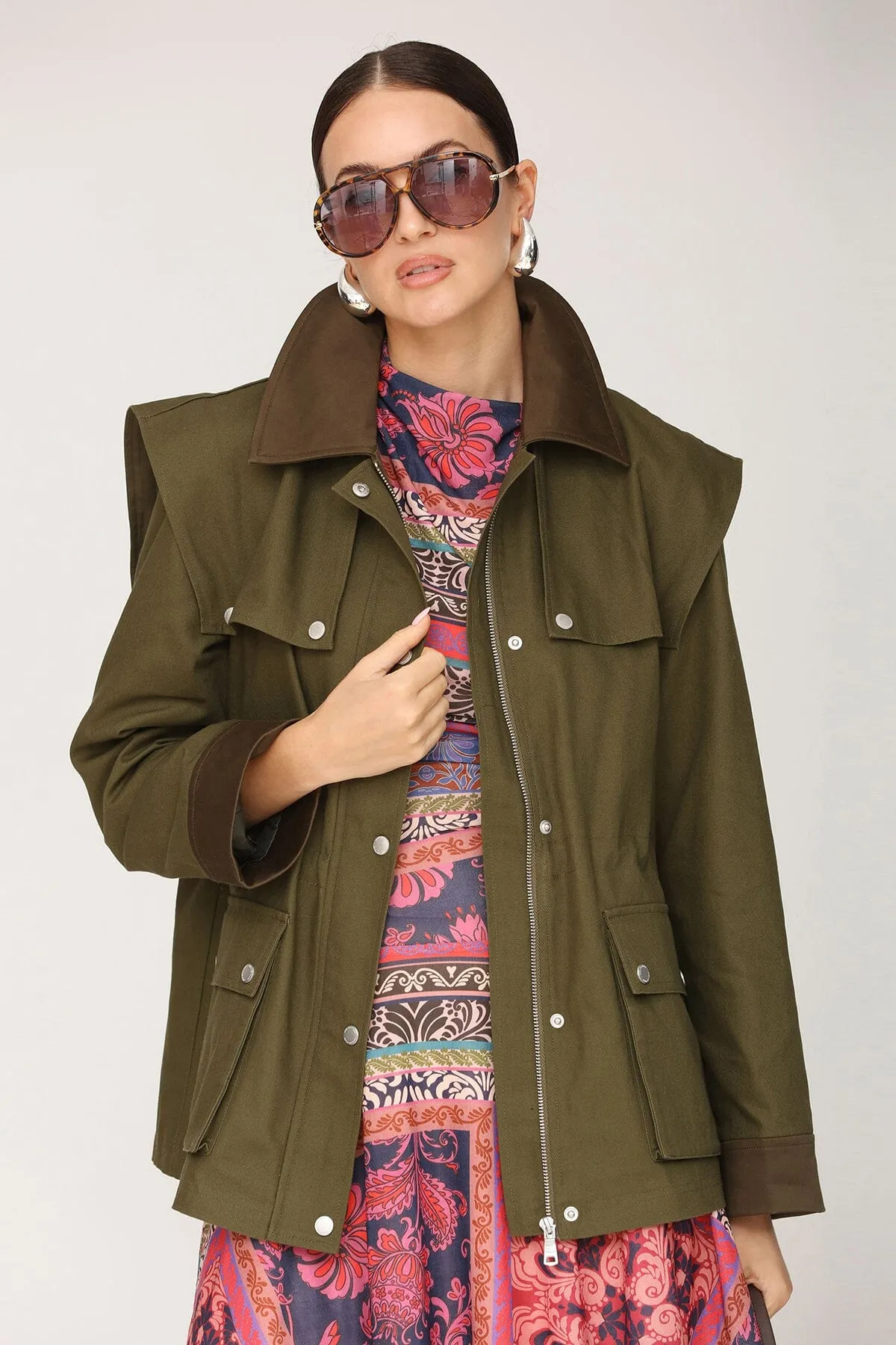 Strong Shoulder Cotton Utility Jacket sold by Avec Les Filles product image thumbnail 2