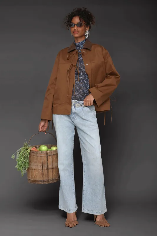 Bow Front Cotton Chore Jacket sold by Avec Les Filles