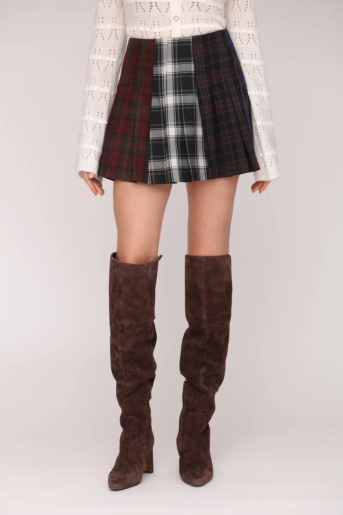 Multi Plaid Pleated Mini Skirt sold by Avec Les Filles product image thumbnail 3