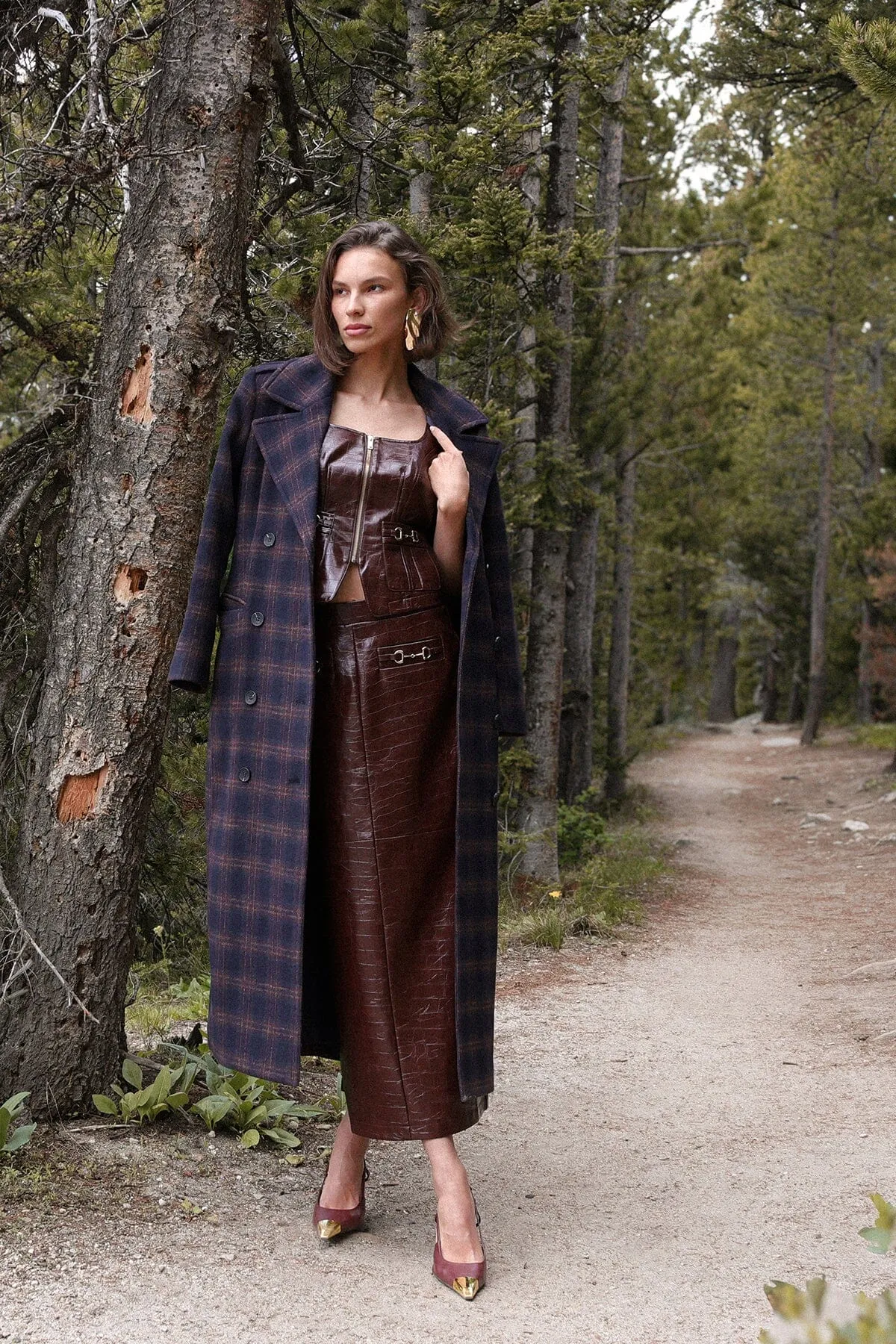Plaid Double Breasted Maxi Coat sold by Avec Les Filles product image thumbnail 2