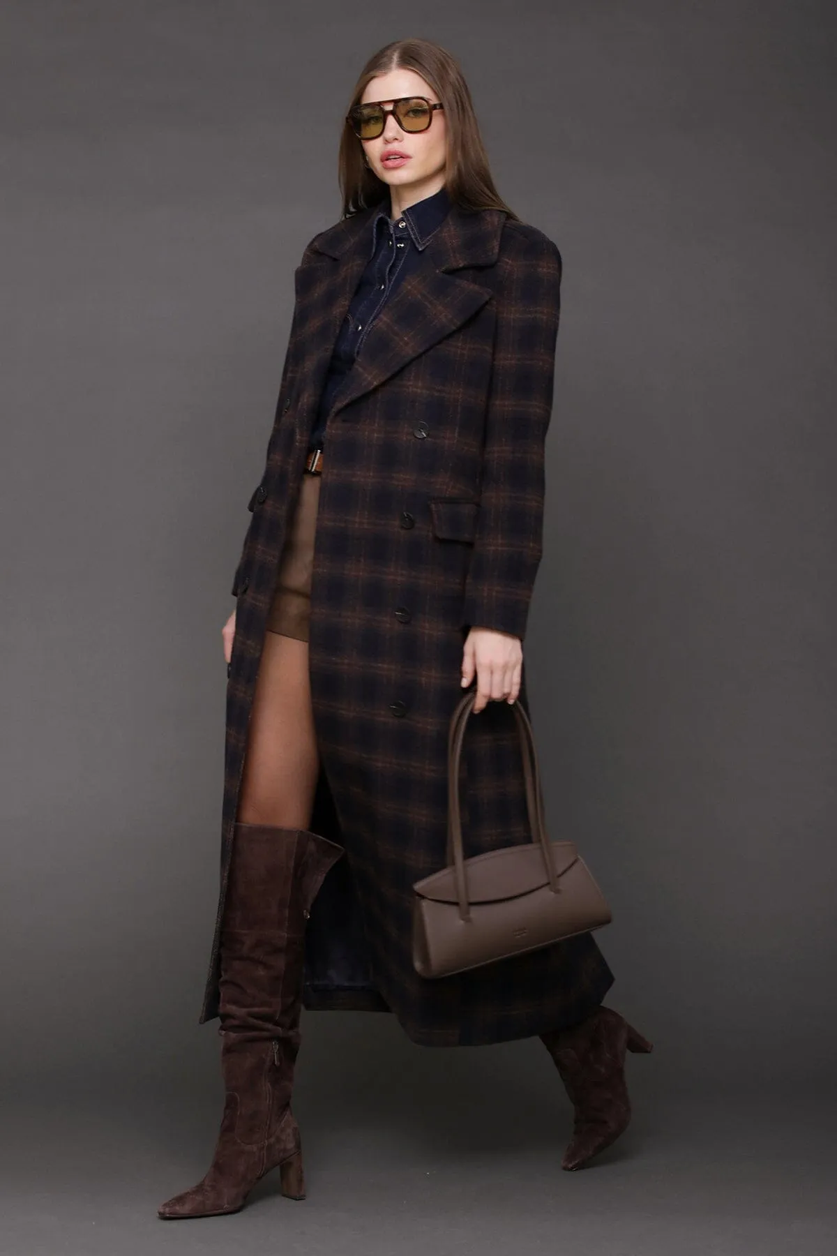 Plaid Double Breasted Maxi Coat sold by Avec Les Filles product image thumbnail 3