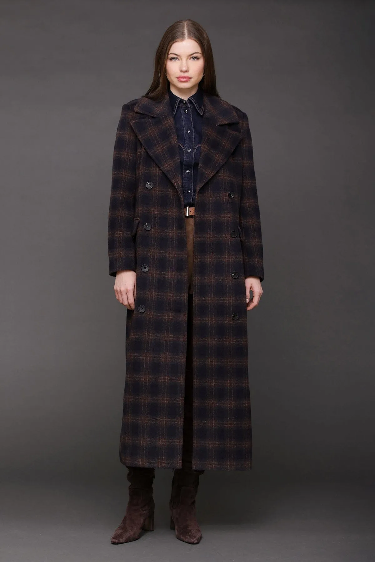 Plaid Double Breasted Maxi Coat sold by Avec Les Filles product image thumbnail 5