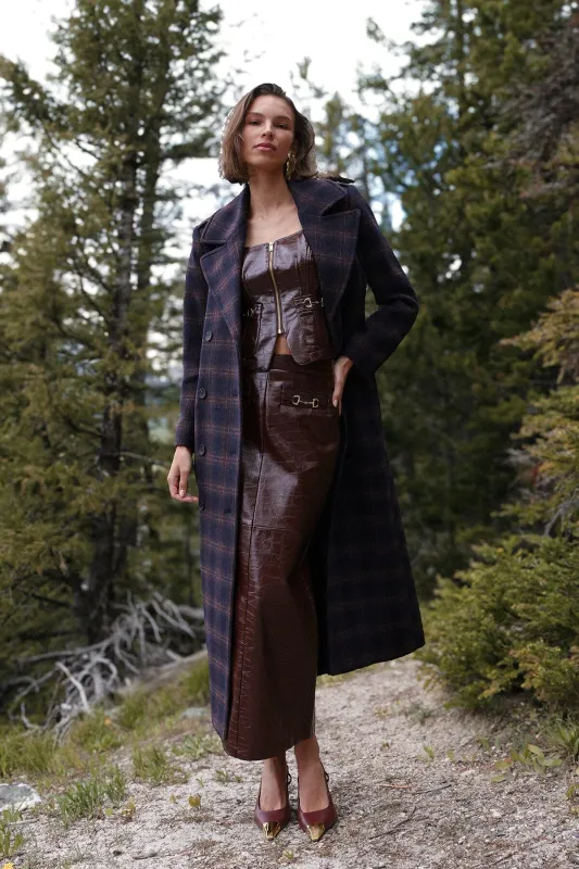 Plaid Double Breasted Maxi Coat sold by Avec Les Filles