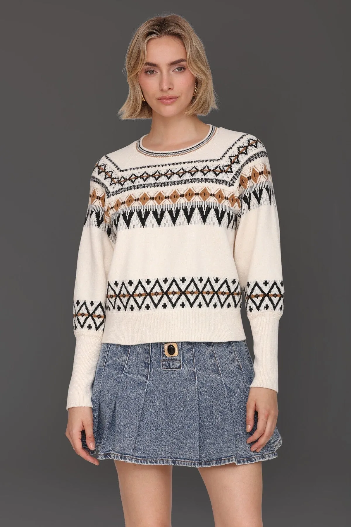 Fair Isle Puff Sleeve Sweater sold by Avec Les Filles product image thumbnail 5