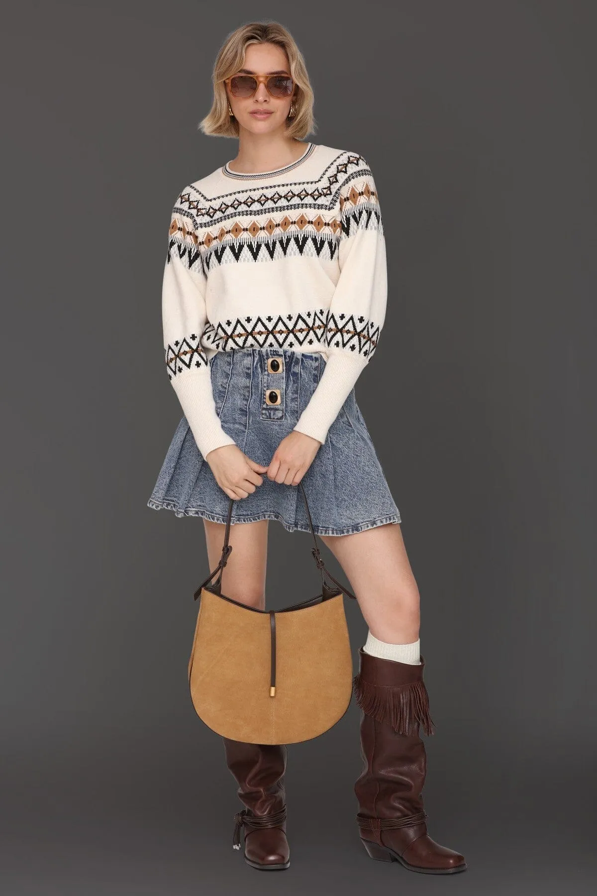 Fair Isle Puff Sleeve Sweater sold by Avec Les Filles product image thumbnail 3