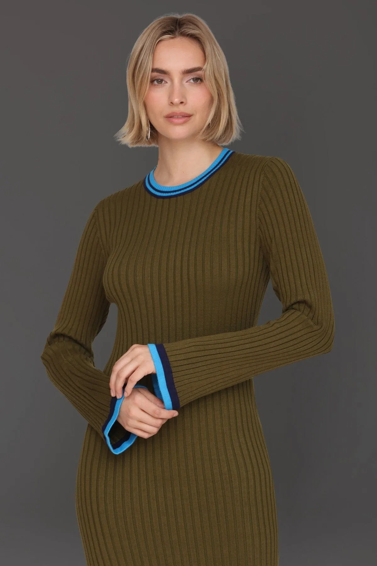 Contrast Trim Maxi Sweater Dress sold by Avec Les Filles product image thumbnail 4