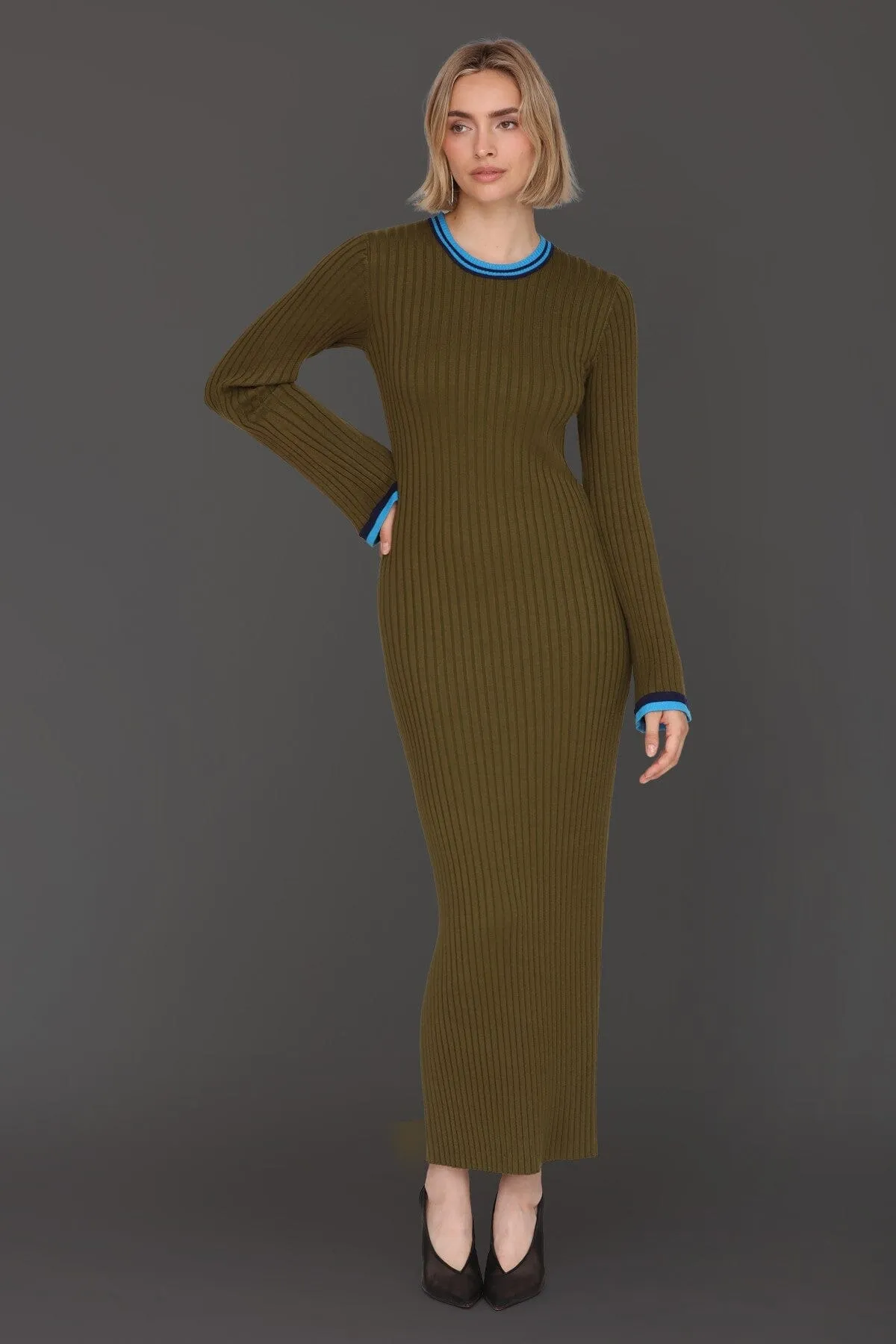 Contrast Trim Maxi Sweater Dress sold by Avec Les Filles product image thumbnail 5