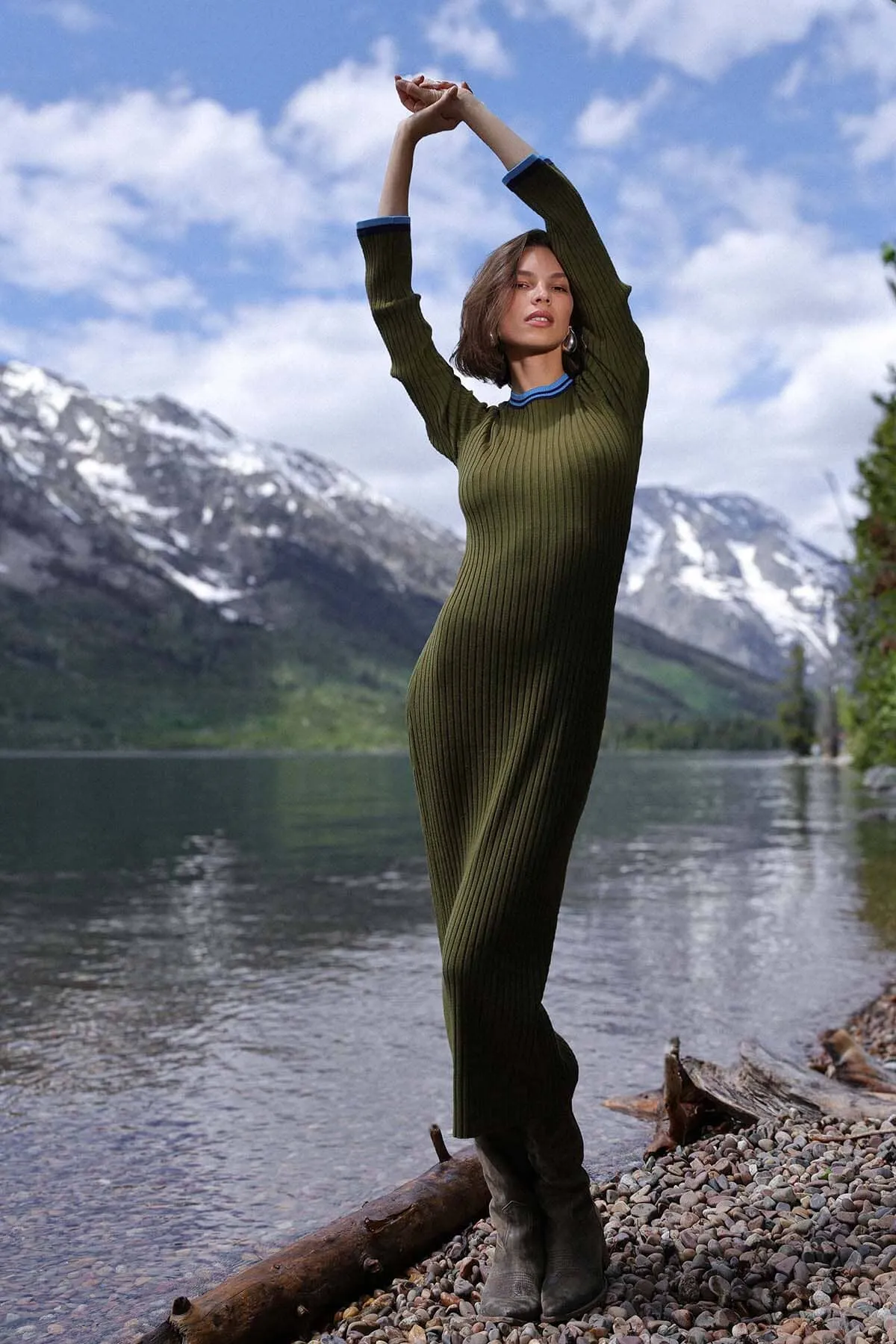 Contrast Trim Maxi Sweater Dress sold by Avec Les Filles product image thumbnail 2