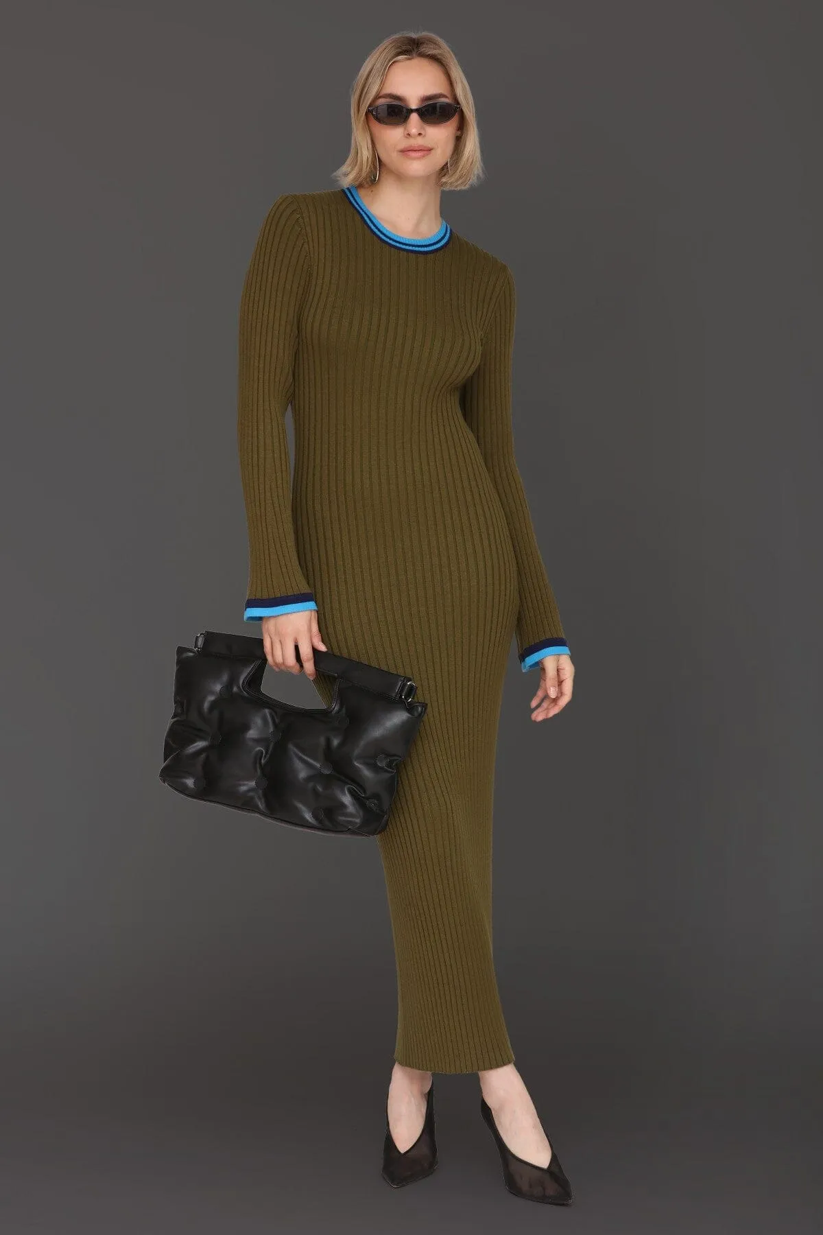 Contrast Trim Maxi Sweater Dress sold by Avec Les Filles product image thumbnail 3