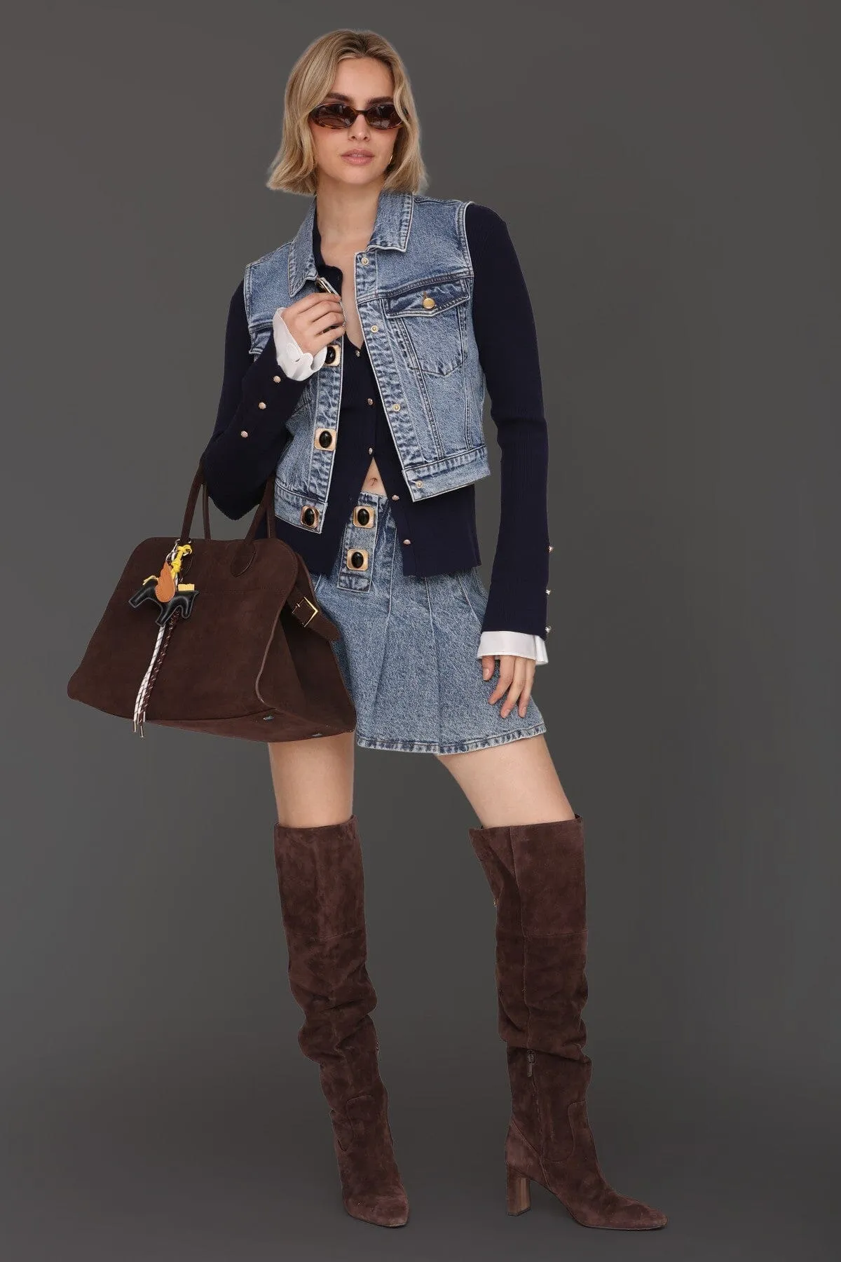 Novelty Button Denim Vest Top sold by Avec Les Filles product image thumbnail 2