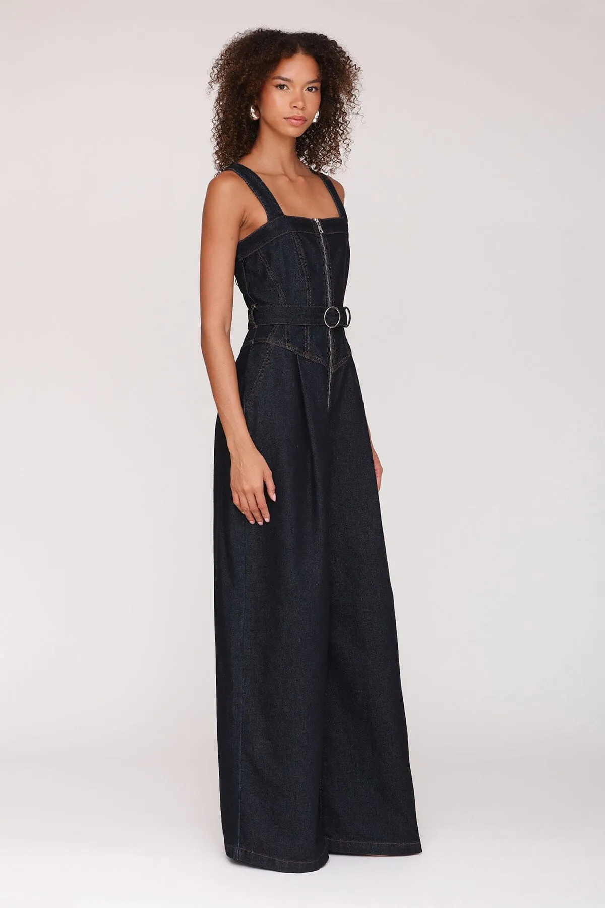 Zip-Front Wide Leg Denim Jumpsuit sold by Avec Les Filles product image thumbnail 4