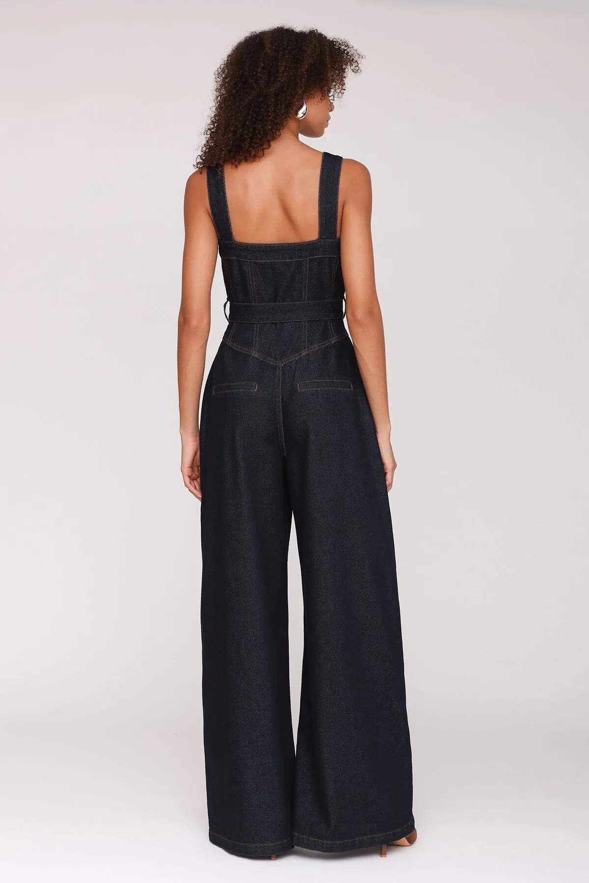Zip-Front Wide Leg Denim Jumpsuit sold by Avec Les Filles product image thumbnail 5