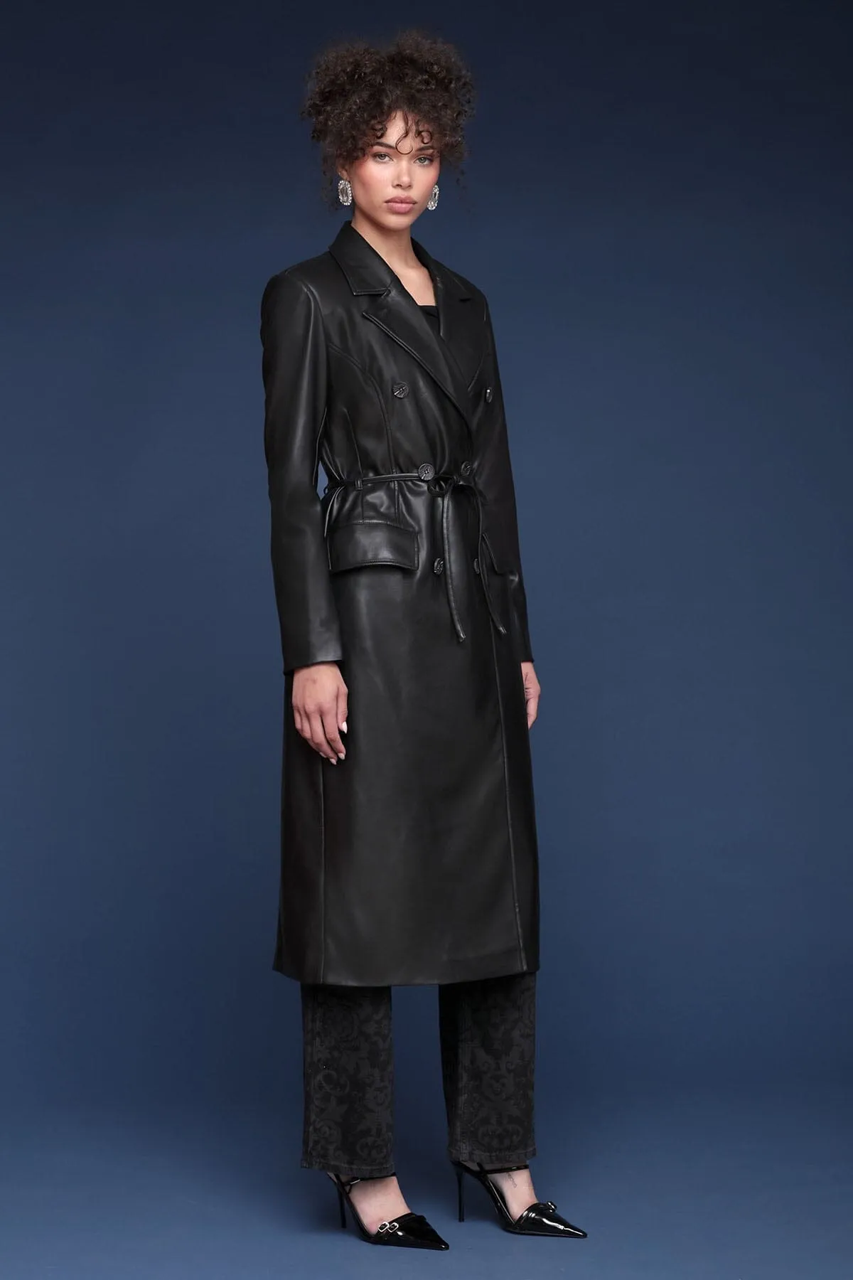 Belted Faux-Ever Leather™ Trench Coat sold by Avec Les Filles product image thumbnail 4