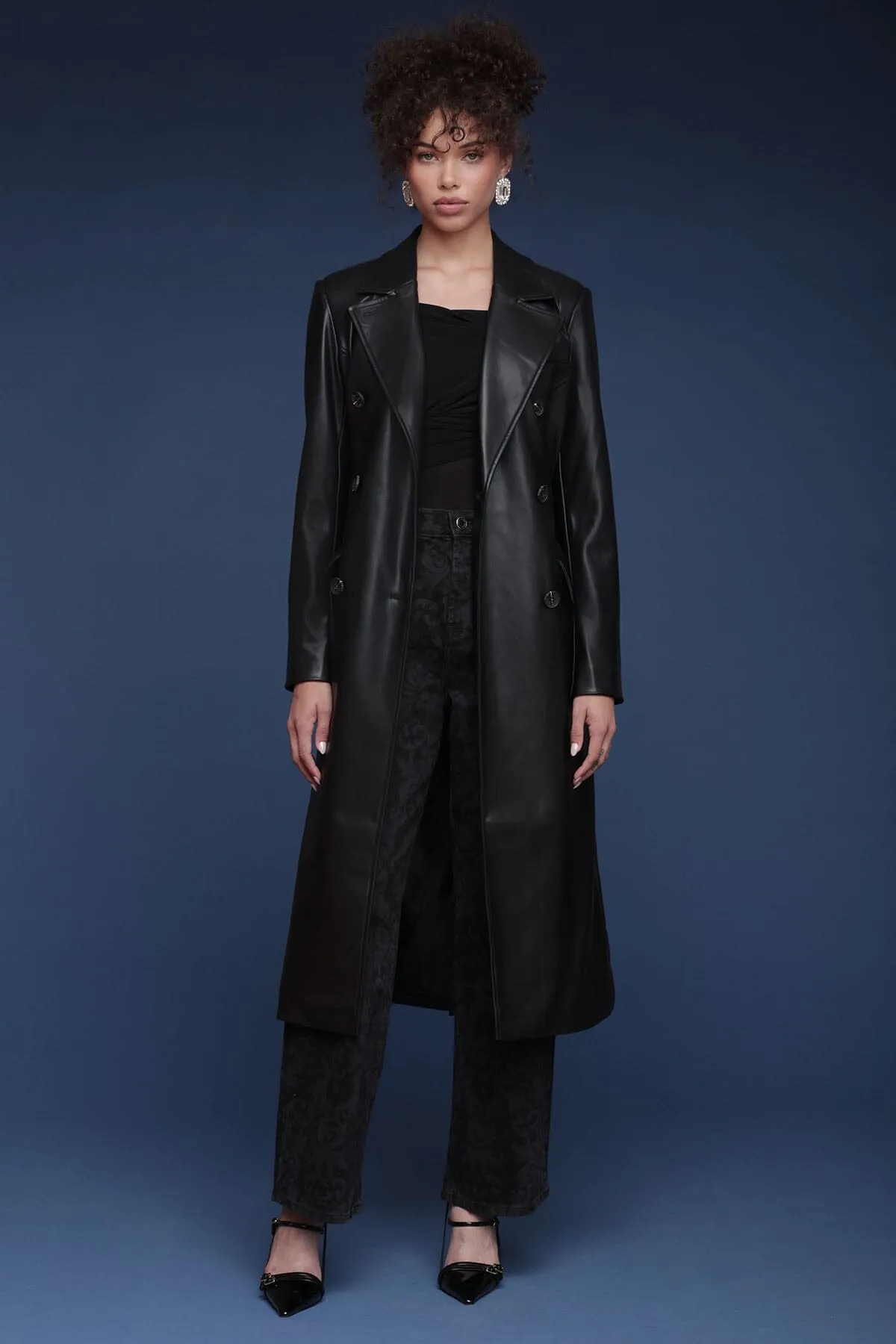 Belted Faux-Ever Leather™ Trench Coat sold by Avec Les Filles product image thumbnail 2