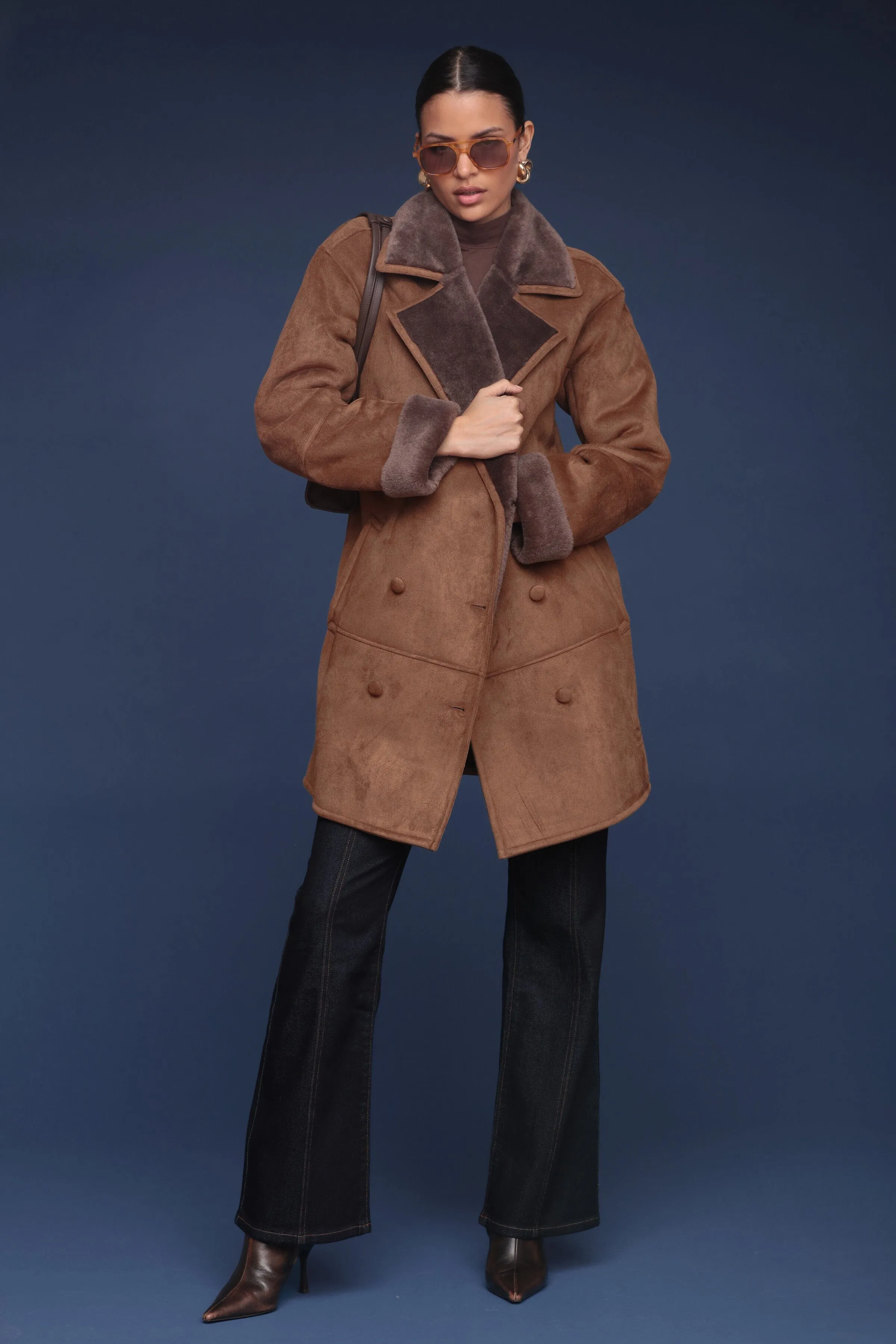 Faux Shearling Relaxed Peacoat sold by Avec Les Filles product image thumbnail 3