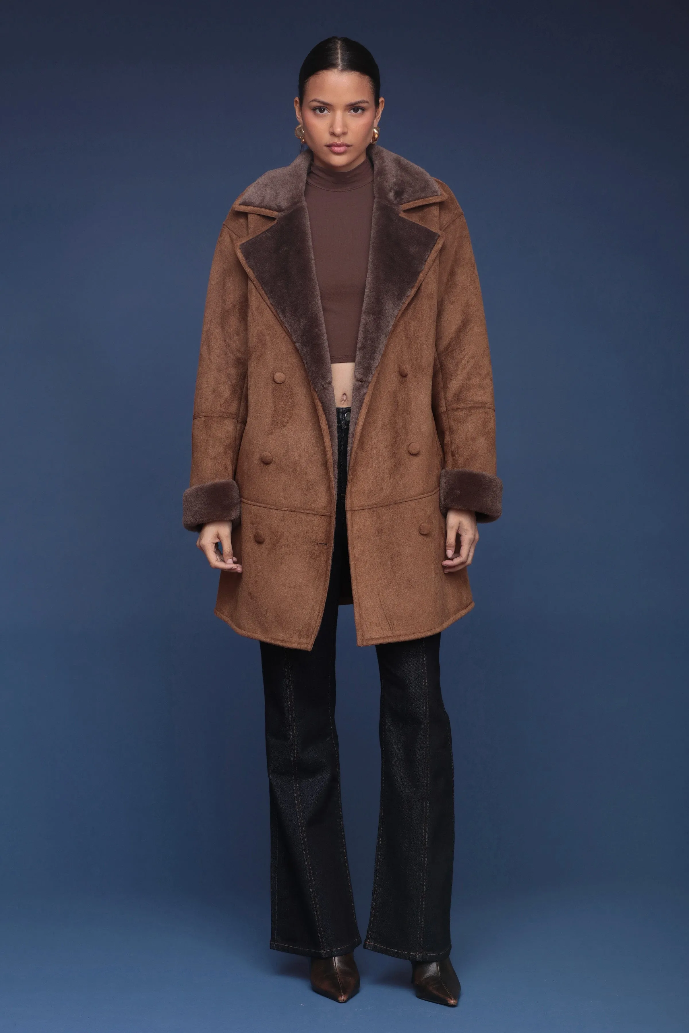 Faux Shearling Relaxed Peacoat sold by Avec Les Filles product image thumbnail 4