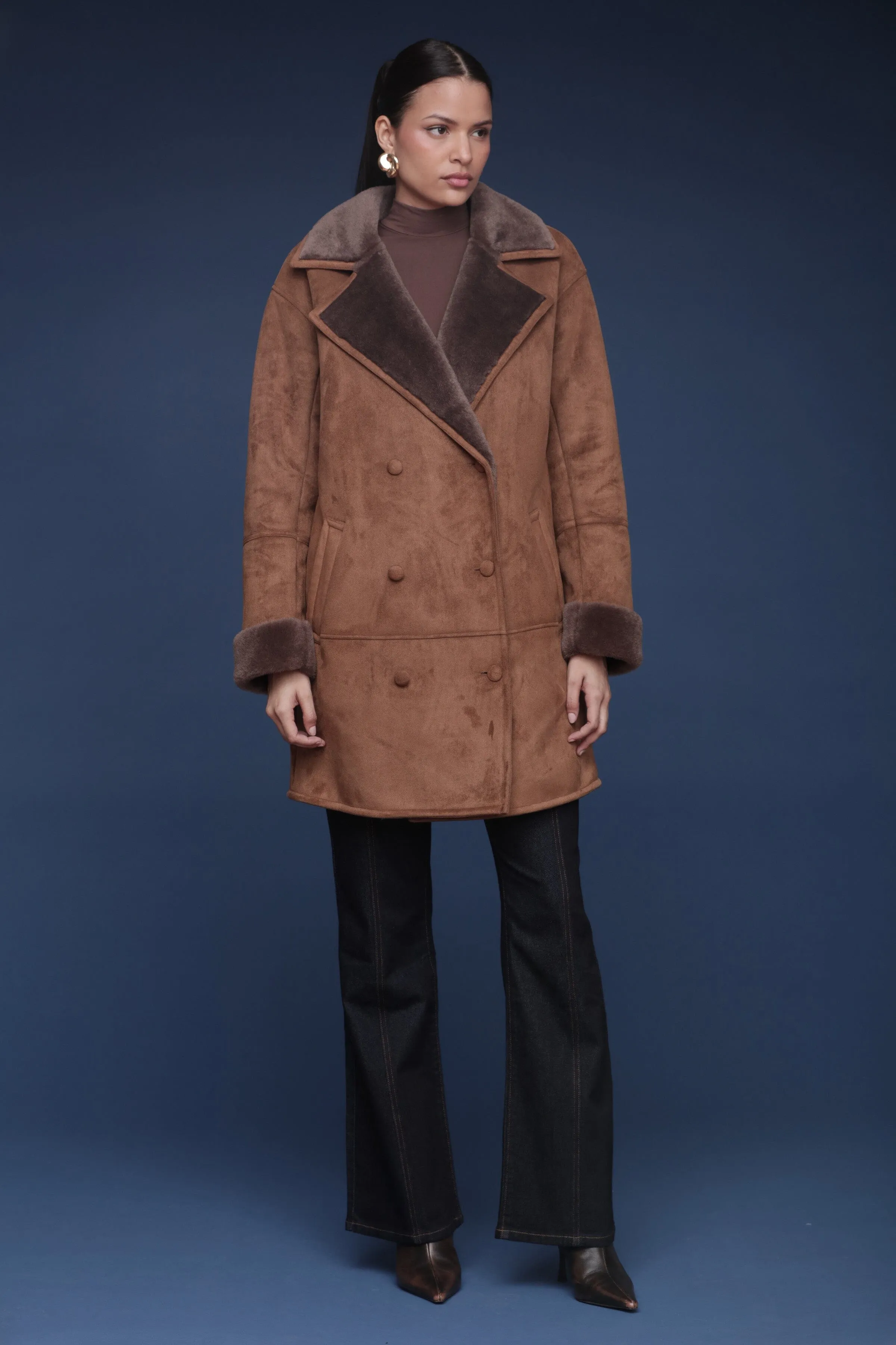 Faux Shearling Relaxed Peacoat sold by Avec Les Filles product image thumbnail 5