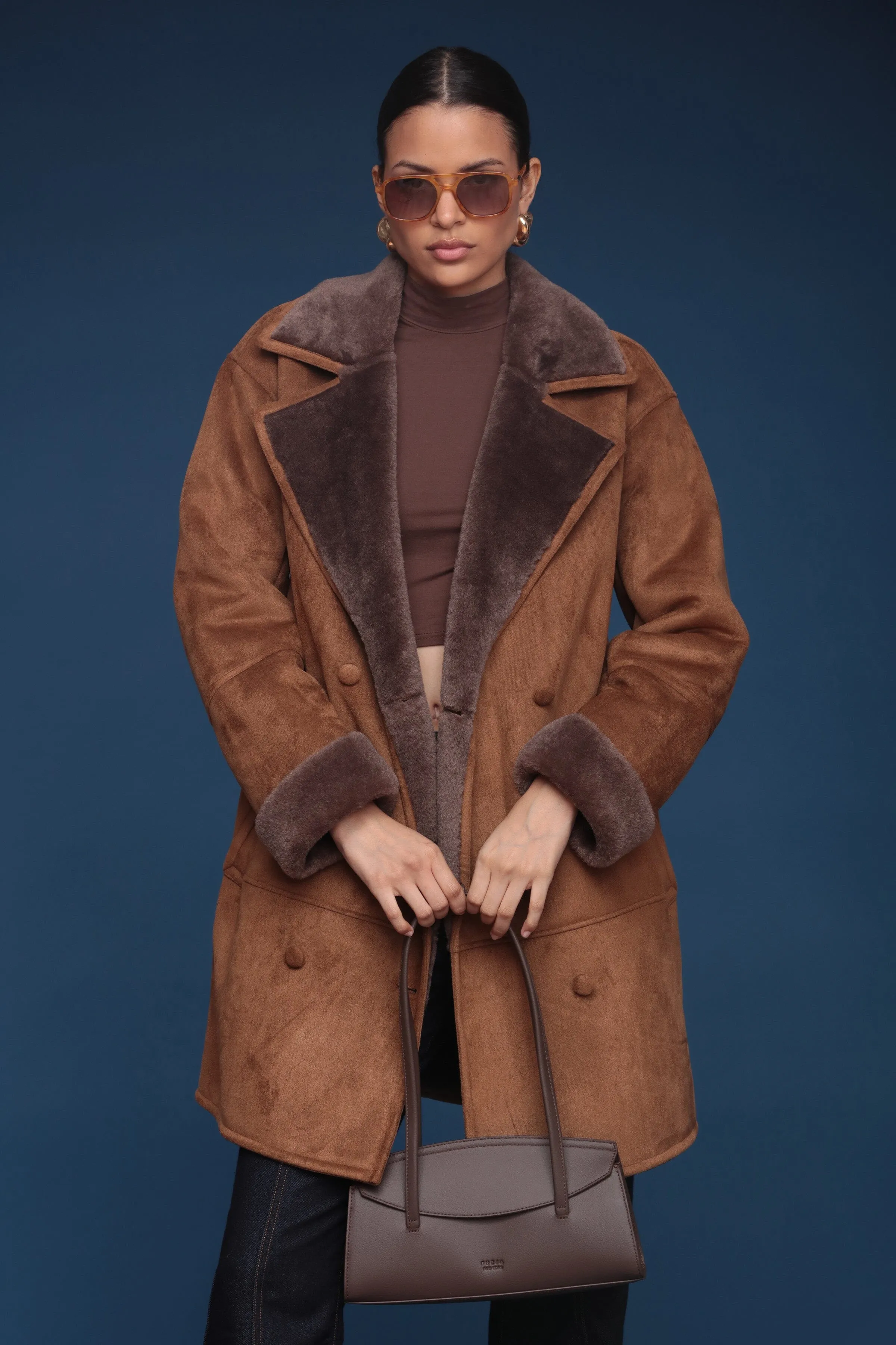 Faux Shearling Relaxed Peacoat sold by Avec Les Filles
