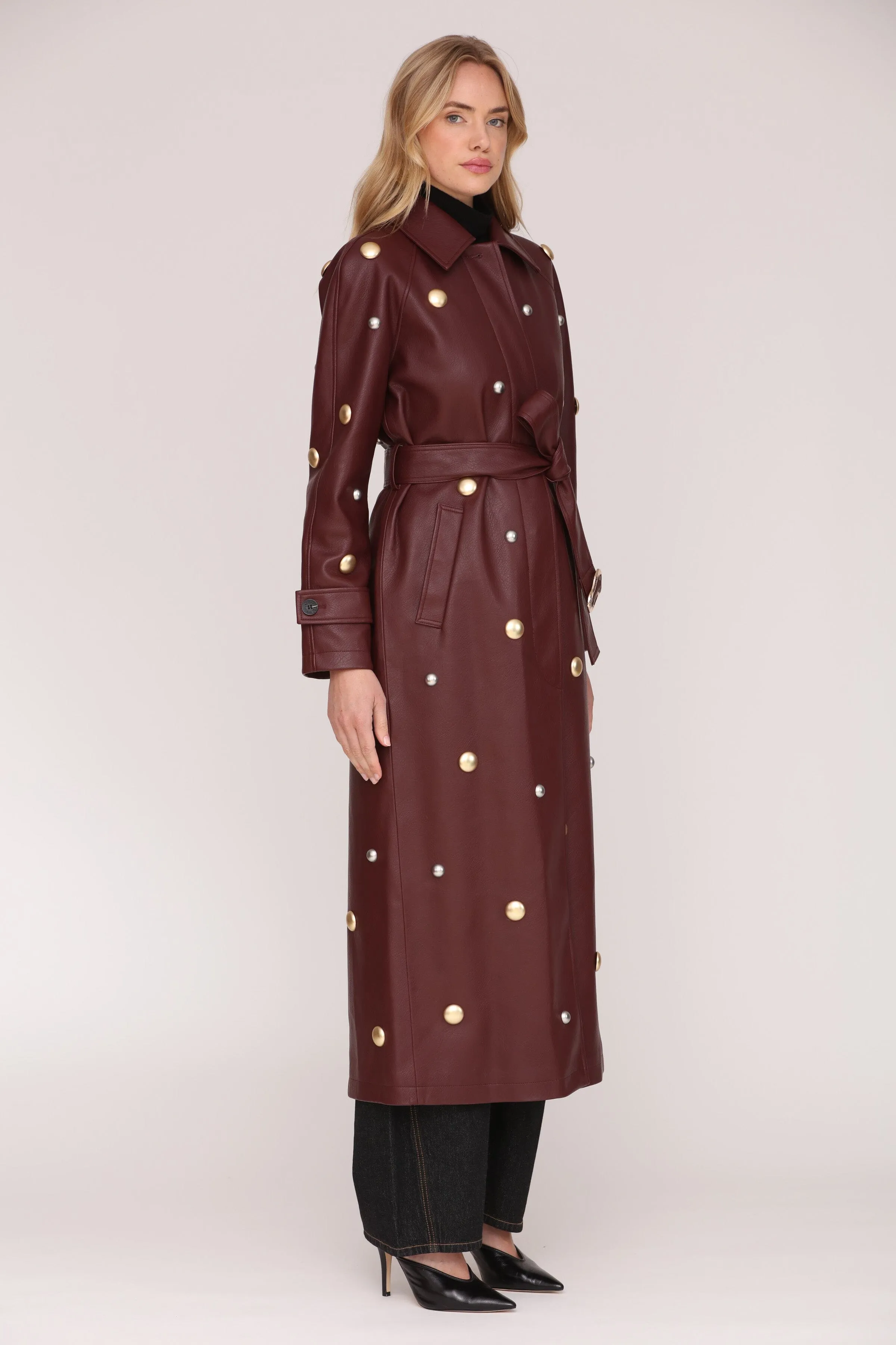 Studded Faux-Ever Leather™ Trench Coat sold by Avec Les Filles product image thumbnail 5