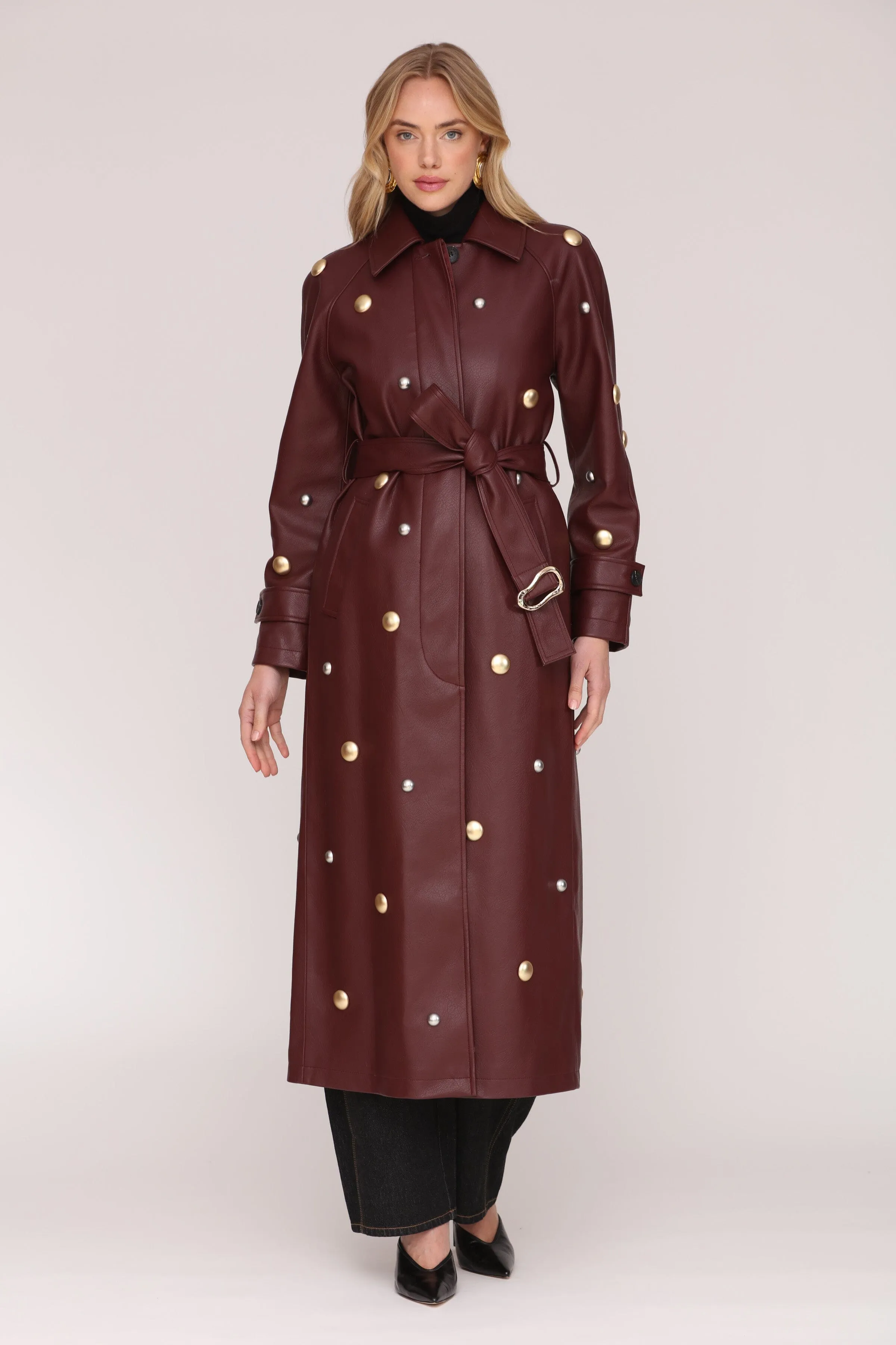 Studded Faux-Ever Leather™ Trench Coat sold by Avec Les Filles product image thumbnail 3