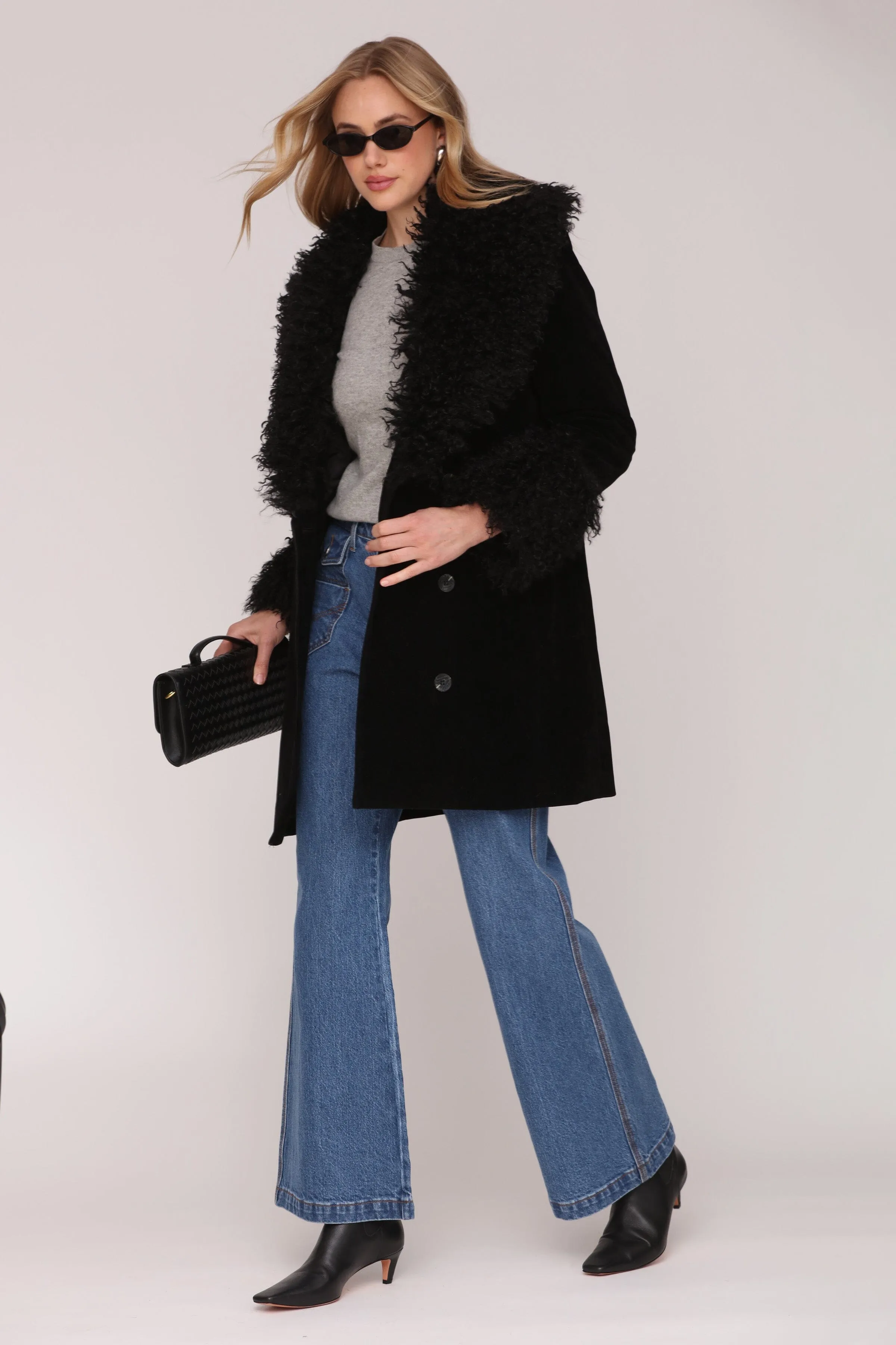 Mongolian Faux Fur Trimmed Faux Suede Coat sold by Avec Les Filles product image thumbnail 2