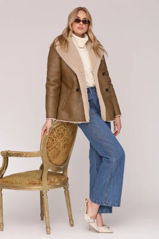 Faux Shearling Peacoat sold by Avec Les Filles