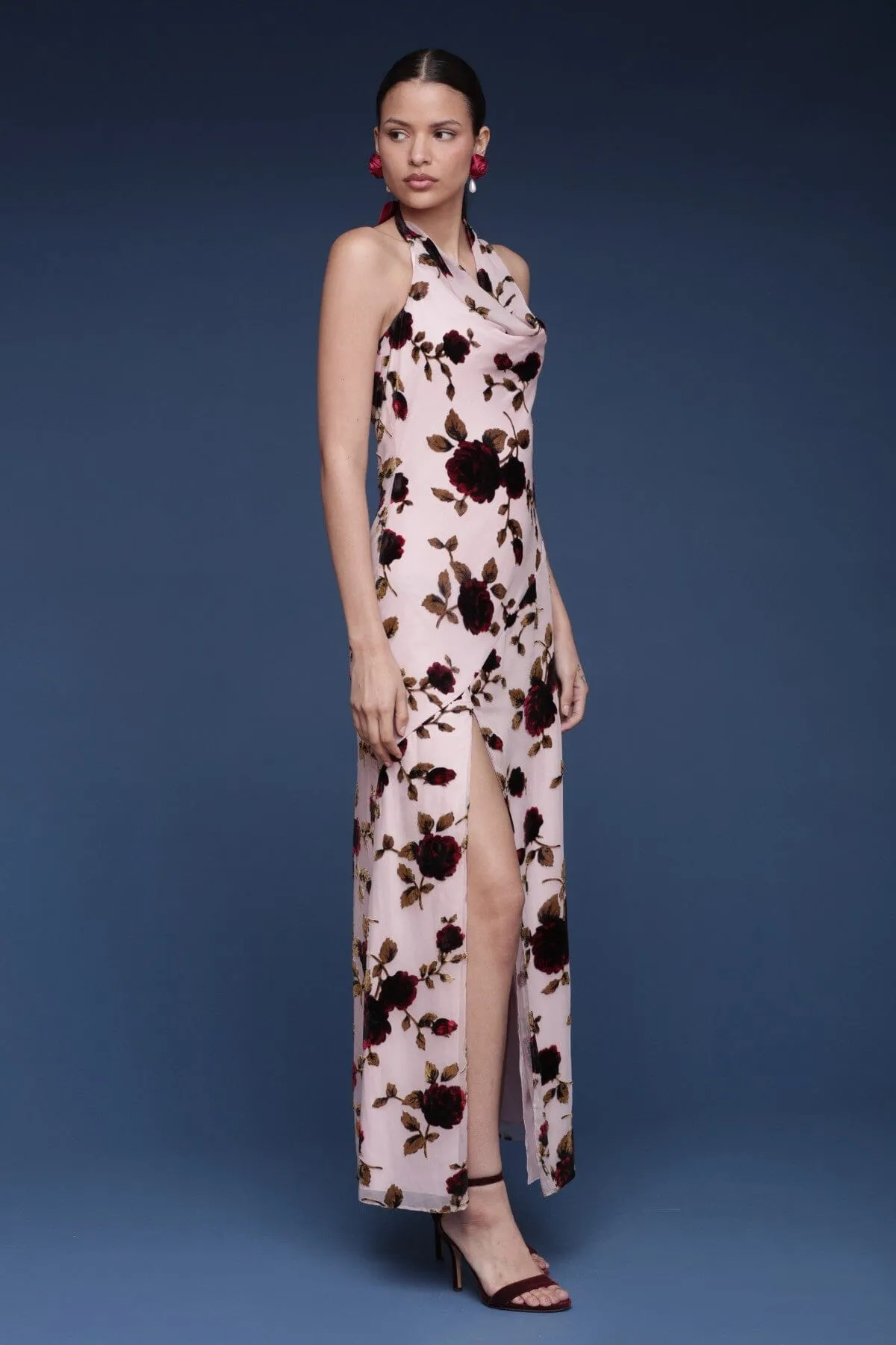 Floral Velvet Halter Maxi Dress sold by Avec Les Filles product image thumbnail 5