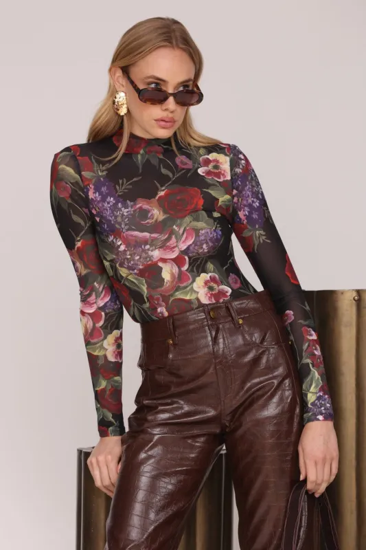 Portofino Rose Mesh Mockneck Top sold by Avec Les Filles