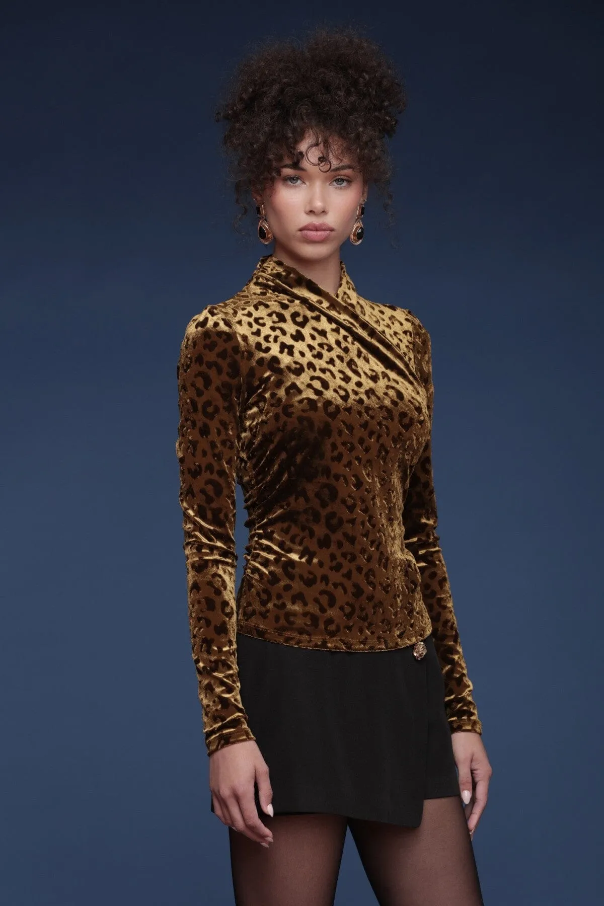 Leopard Velvet Wrap Top sold by Avec Les Filles product image thumbnail 4