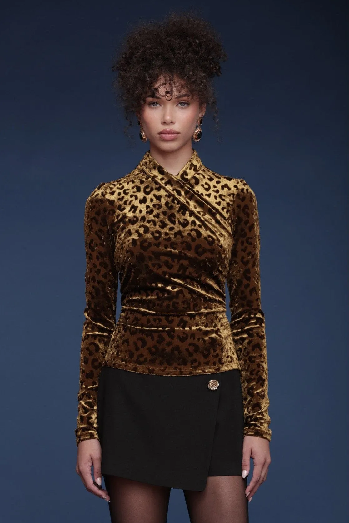 Leopard Velvet Wrap Top sold by Avec Les Filles product image thumbnail 3