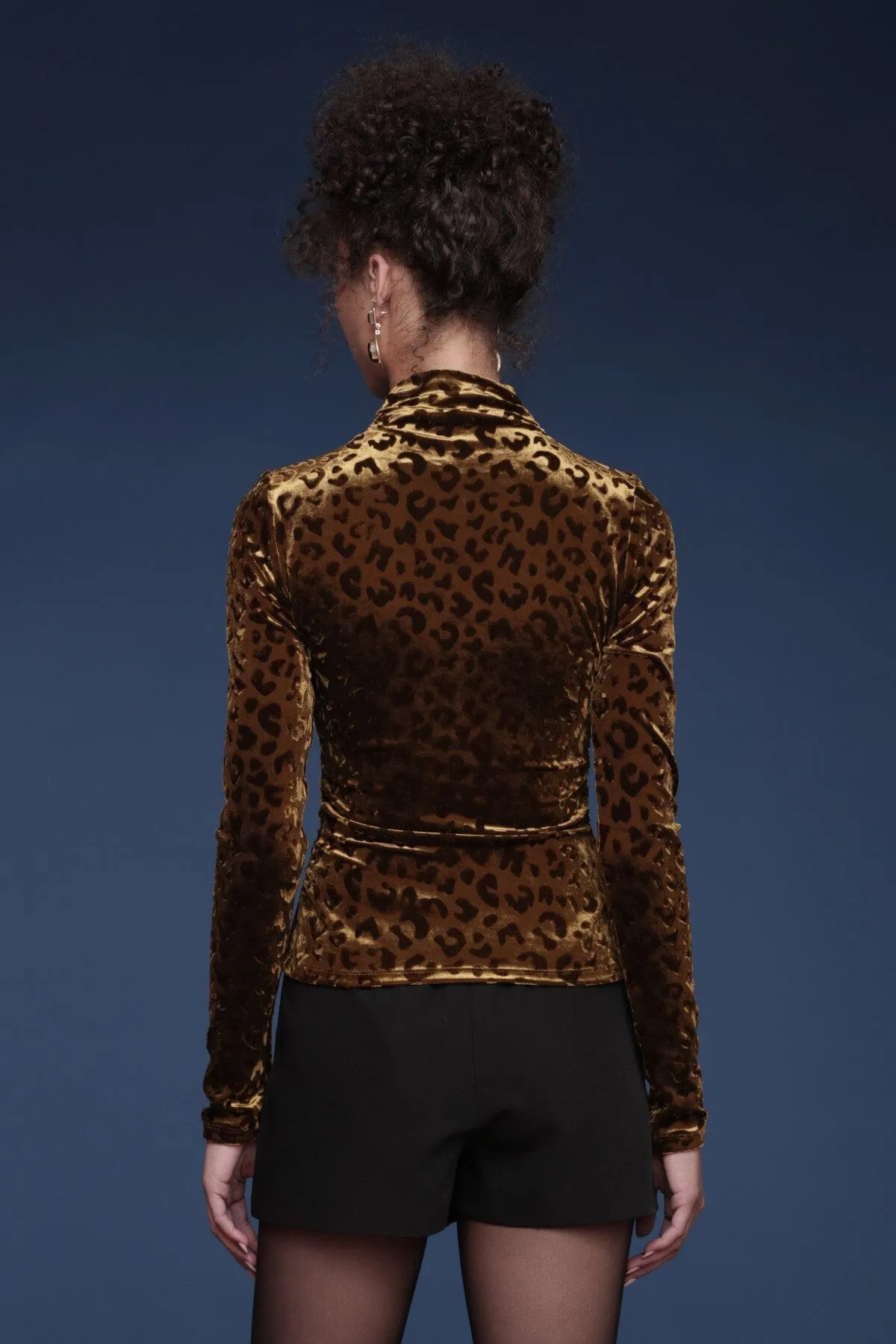 Leopard Velvet Wrap Top sold by Avec Les Filles product image thumbnail 5