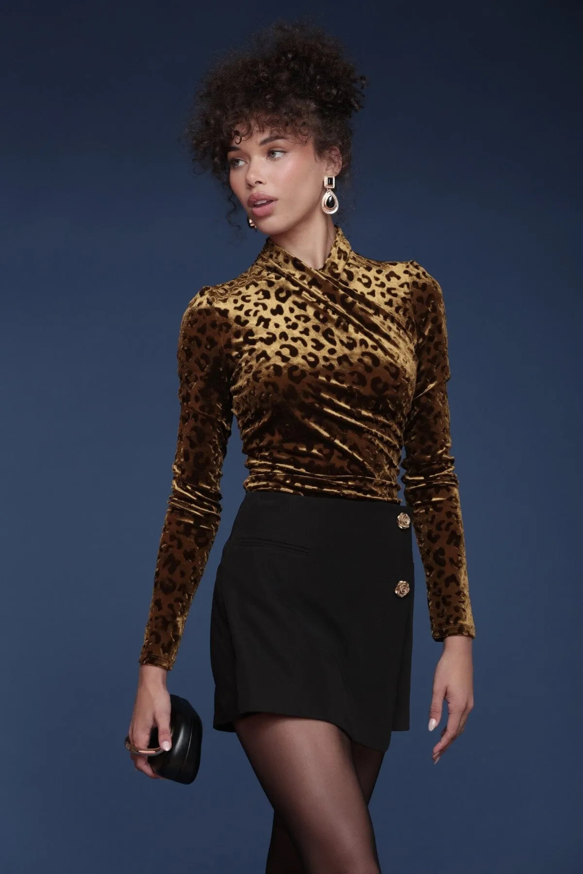 Leopard Velvet Wrap Top sold by Avec Les Filles product image thumbnail 2