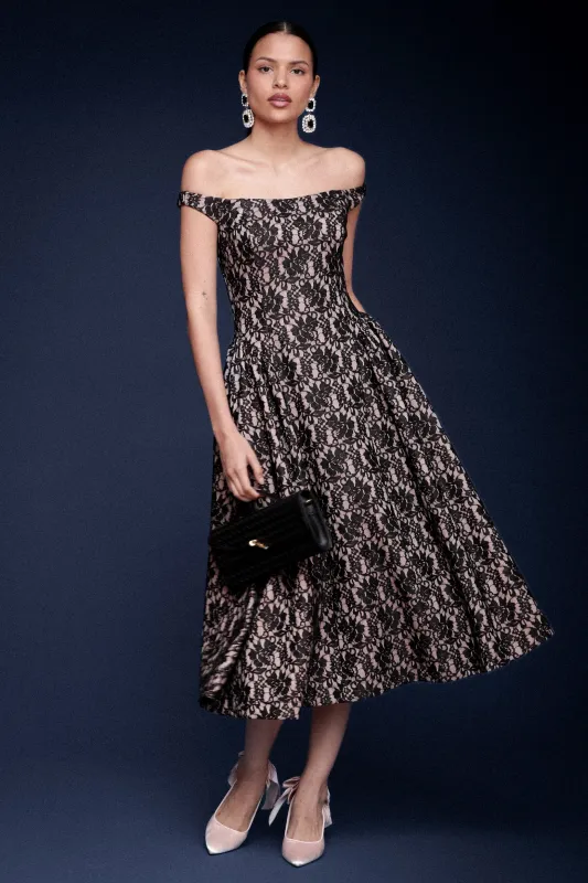 Lace Off-Shoulder Midi Dress sold by Avec Les Filles