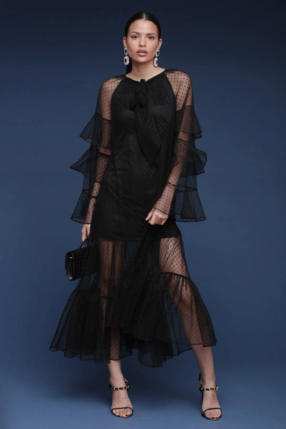 Tiered Polka Dot Sheer Maxi Dress sold by Avec Les Filles product image thumbnail 2