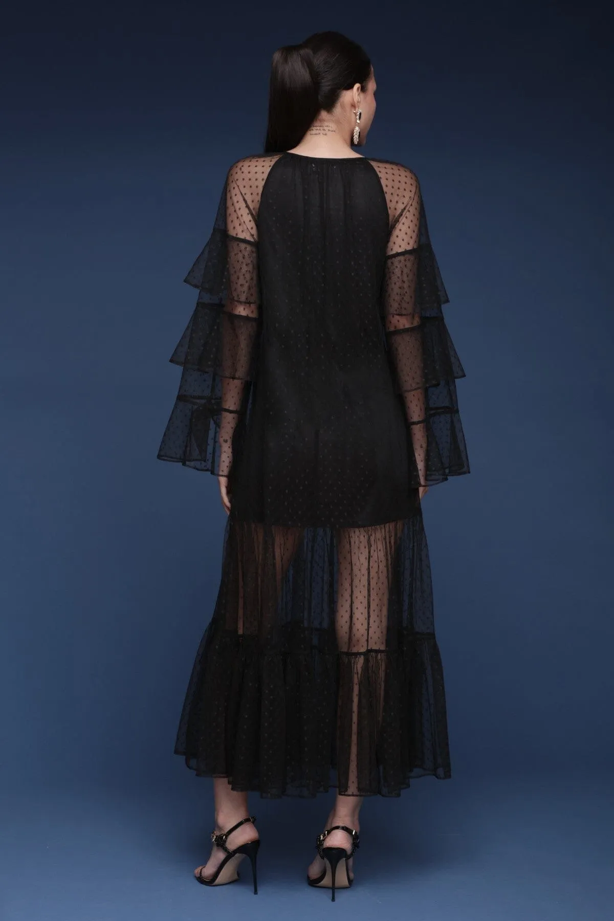 Tiered Polka Dot Sheer Maxi Dress sold by Avec Les Filles product image thumbnail 5