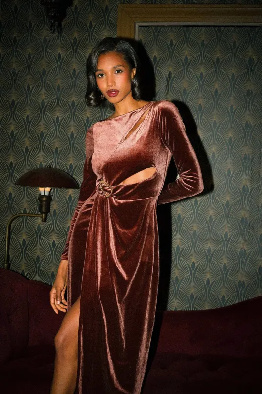 Velvet Cutout Drape Maxi Dress made by Avec Les Filles