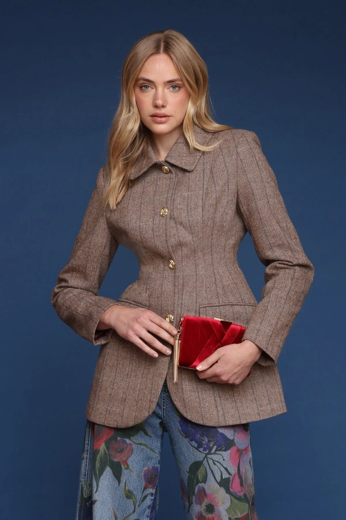 Wool Blend Tweed Hourglass Blazer sold by Avec Les Filles product image thumbnail 2