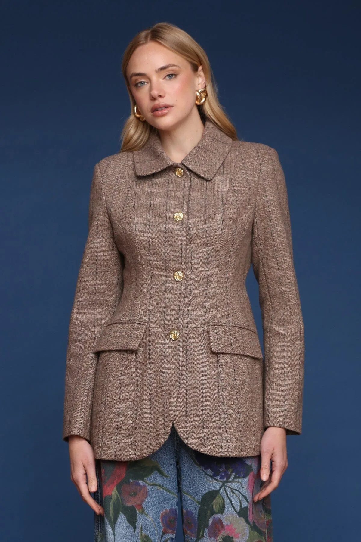 Wool Blend Tweed Hourglass Blazer sold by Avec Les Filles product image thumbnail 5