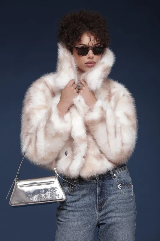 Marbled Faux Fur Cropped Coat sold by Avec Les Filles