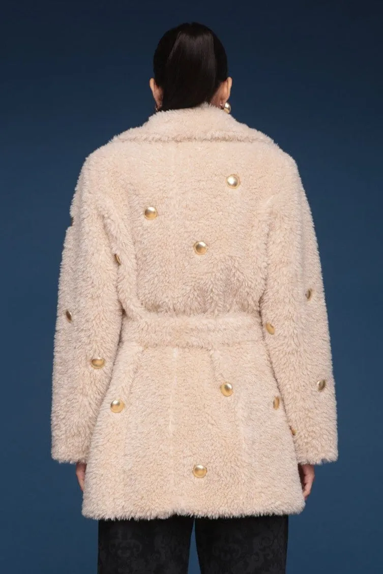 Studded Faux Fur Wrap Coat sold by Avec Les Filles product image thumbnail 5