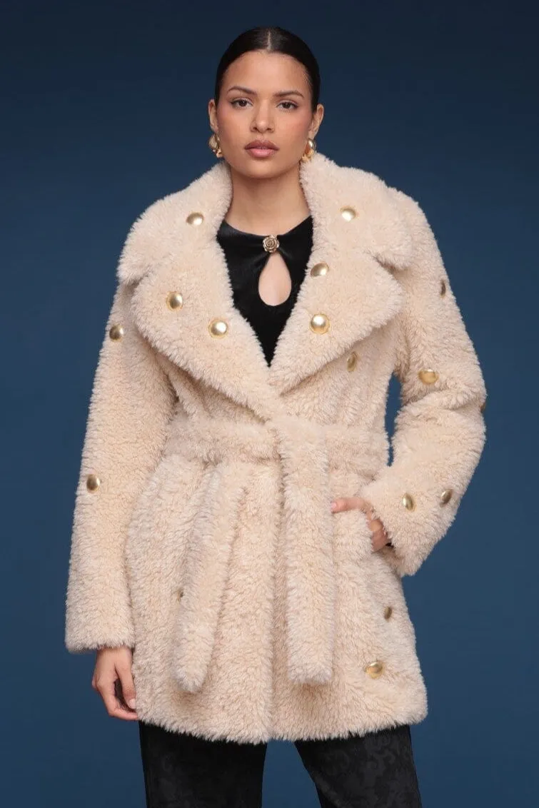 Studded Faux Fur Wrap Coat sold by Avec Les Filles product image thumbnail 3