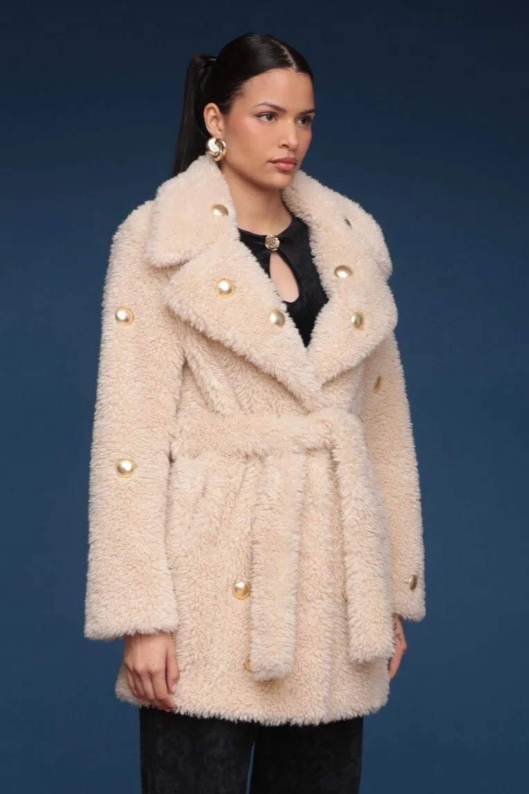 Studded Faux Fur Wrap Coat sold by Avec Les Filles product image thumbnail 4