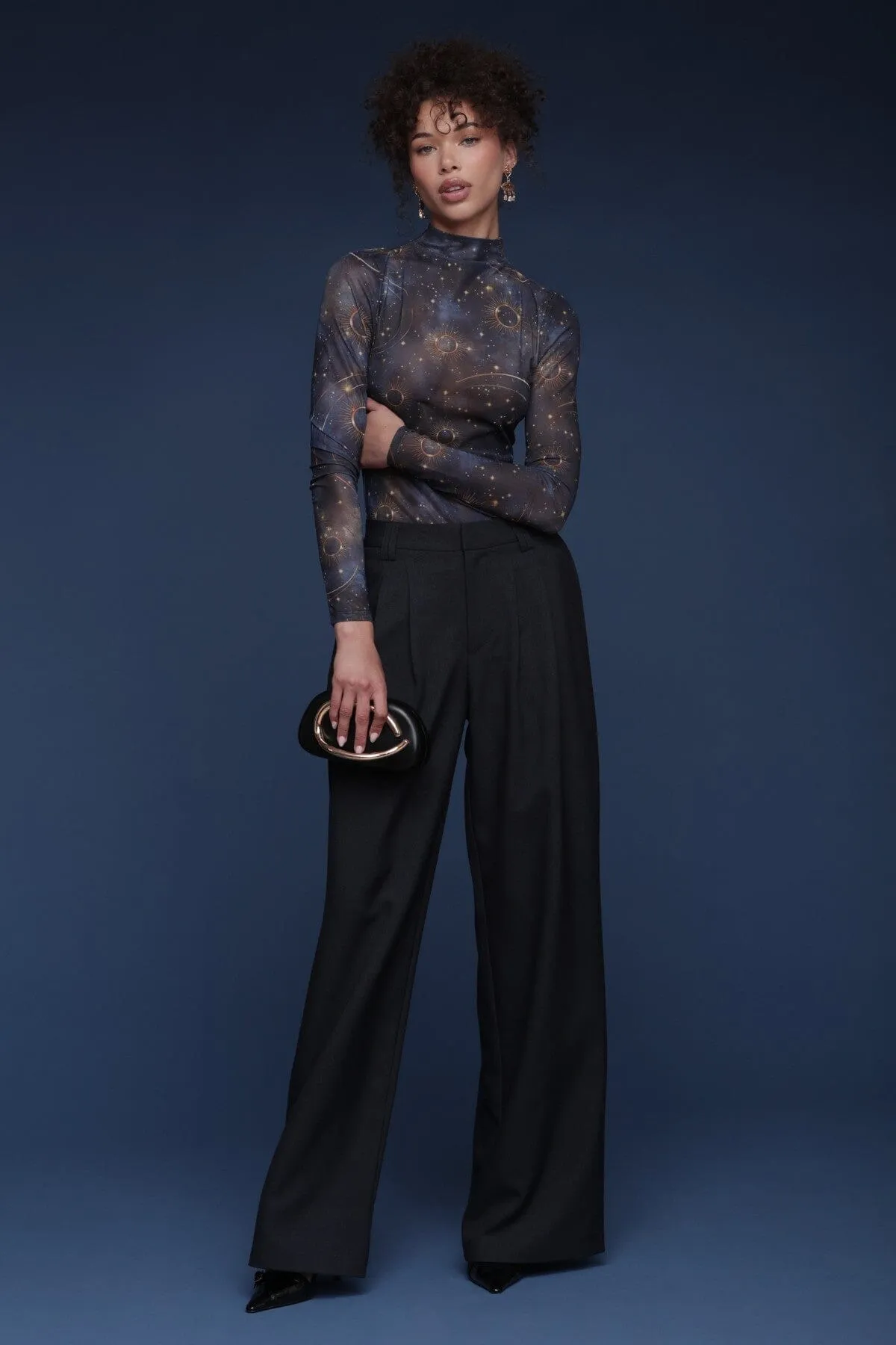 Celestial Print Mesh Mockneck Top sold by Avec Les Filles product image thumbnail 2