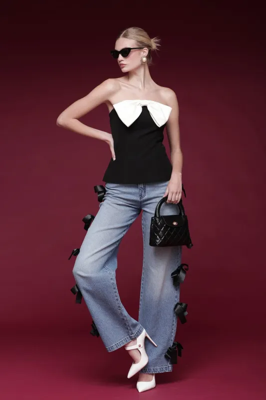 Bow Embellished Tube Top sold by Avec Les Filles